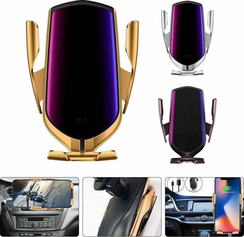 CARICATORE VELOCE AUTOMATICO BLOCCAGGIO R1 WIRELESS PER IPHONE ANDROIDE 360° 10W - 4