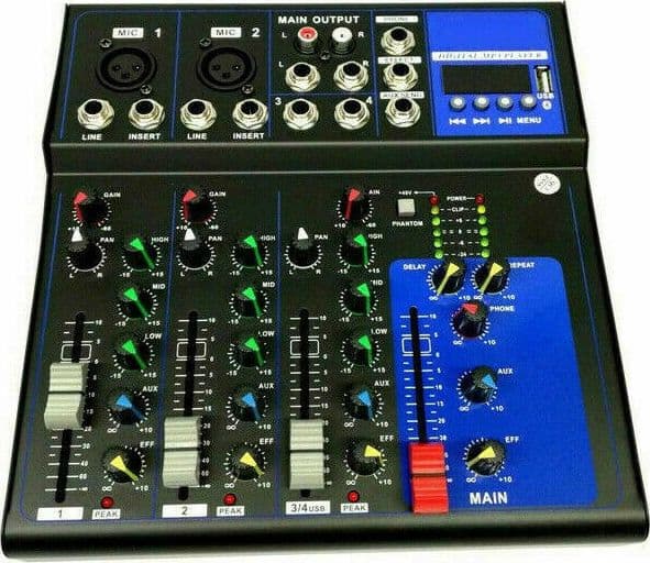MIXER AUDIO 4 CANALI PROFESSIONALE USB CON ECHO DELAY DJ KARAOKE PIANOBAR LIVE - 3
