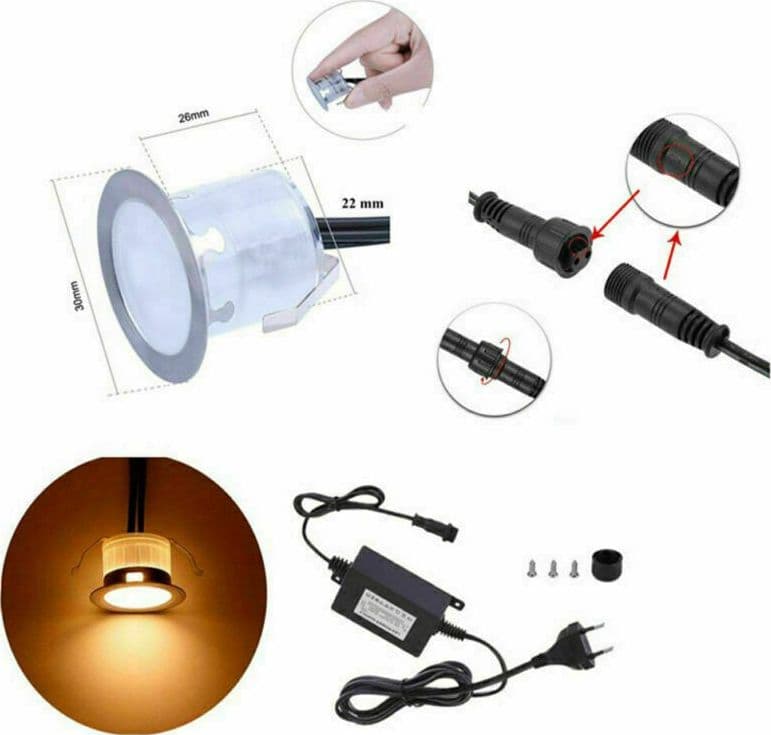 16x Faretti Incasso LED 12V Segnapasso Calpestabile Esterno IP67 + Trasformatore Illuminazione/Illuminazione per interni/Lampadari lampade a sospensione e plafoniere/Faretti da soffitto Zencoccostore - Formia, Commerciovirtuoso.it