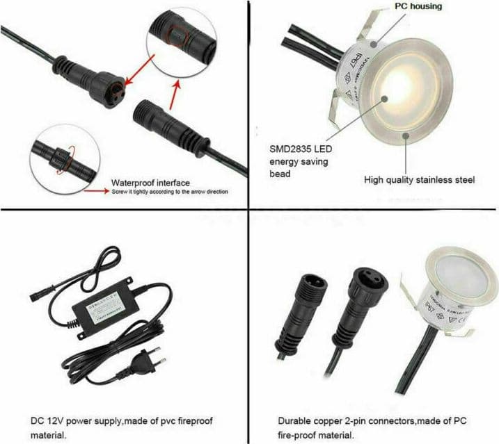 16x Faretti Incasso LED 12V Segnapasso Calpestabile Esterno IP67 + Trasformatore Illuminazione/Illuminazione per interni/Lampadari lampade a sospensione e plafoniere/Faretti da soffitto Zencoccostore - Formia, Commerciovirtuoso.it