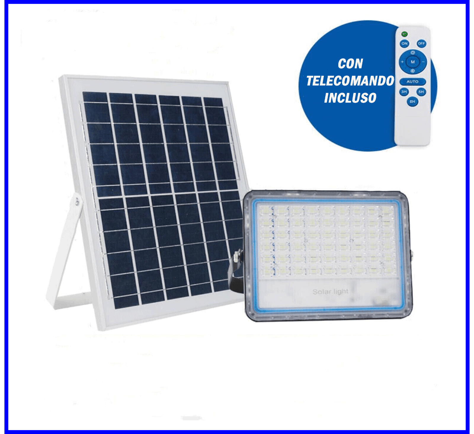 FARO LED CON PANNELLO SOLARE LUCE FREDDA 120W/200/300/400/600/800W IP66/67 - 12