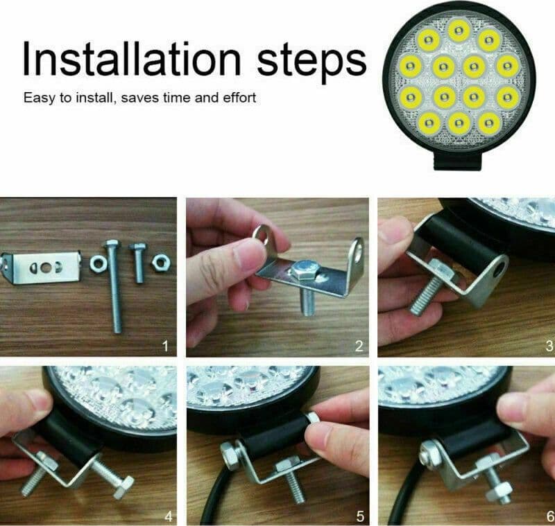 Faro Faretto 42W 14 LED Rotondo per AUTO JEEP BARCA 12V IP67 - 3