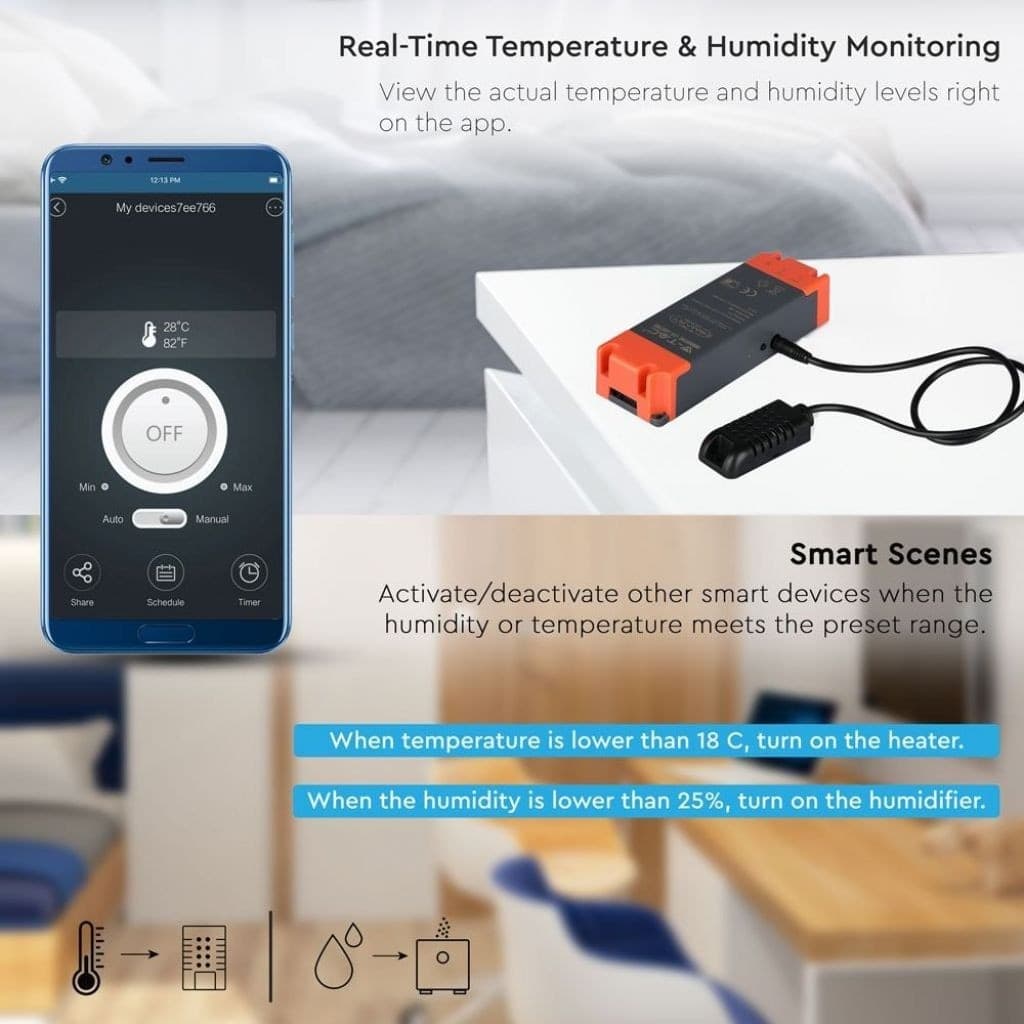 V-TAC SMART HOME VT-5145 Programmatore di Umidità e Temperatura 16A Compatibile ad Amazon Alexa Google Home e Nest - SKU 8467 - 5