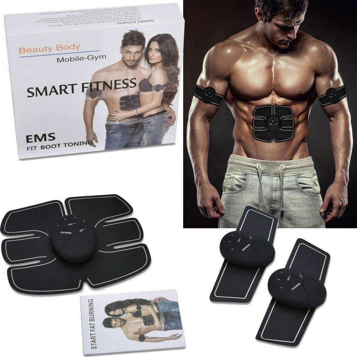 ELETTROSTIMOLATORE PER MUSCOLI ADDOMINALI BRACCIA GAMBE 3 X EMS MOBILE GYM BODY - 7