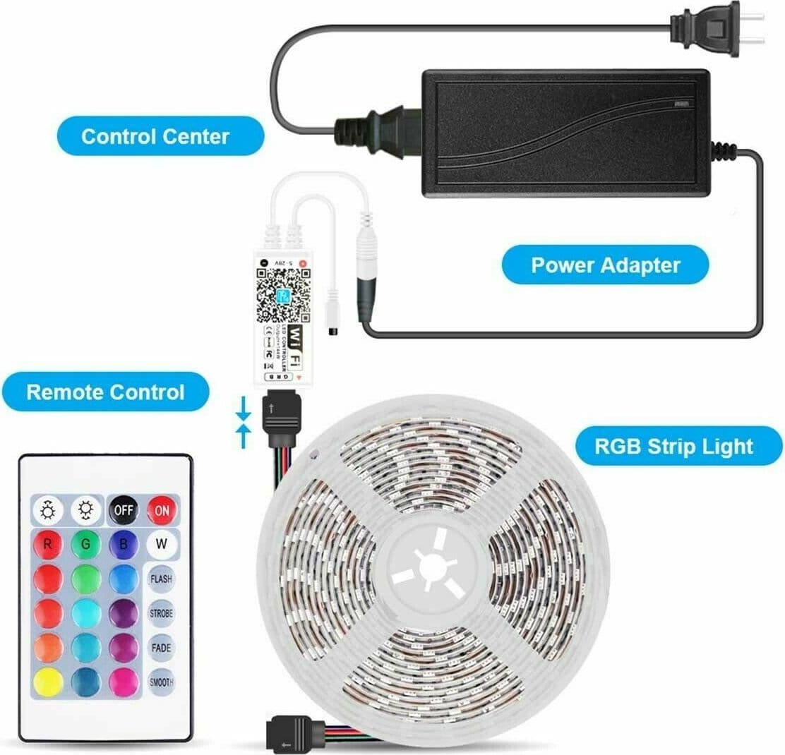 Smart Striscia LED Alexa 5M Google Home WiFi 5050 RGB SMD KIT Strip LED IP65 - 2