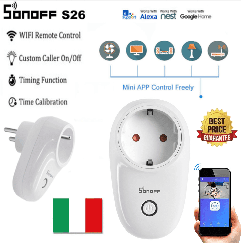 Sonoff S26TPF-DE Wifi Presa Intelligente Socket Timer App Per Alexa Google Casa - 2