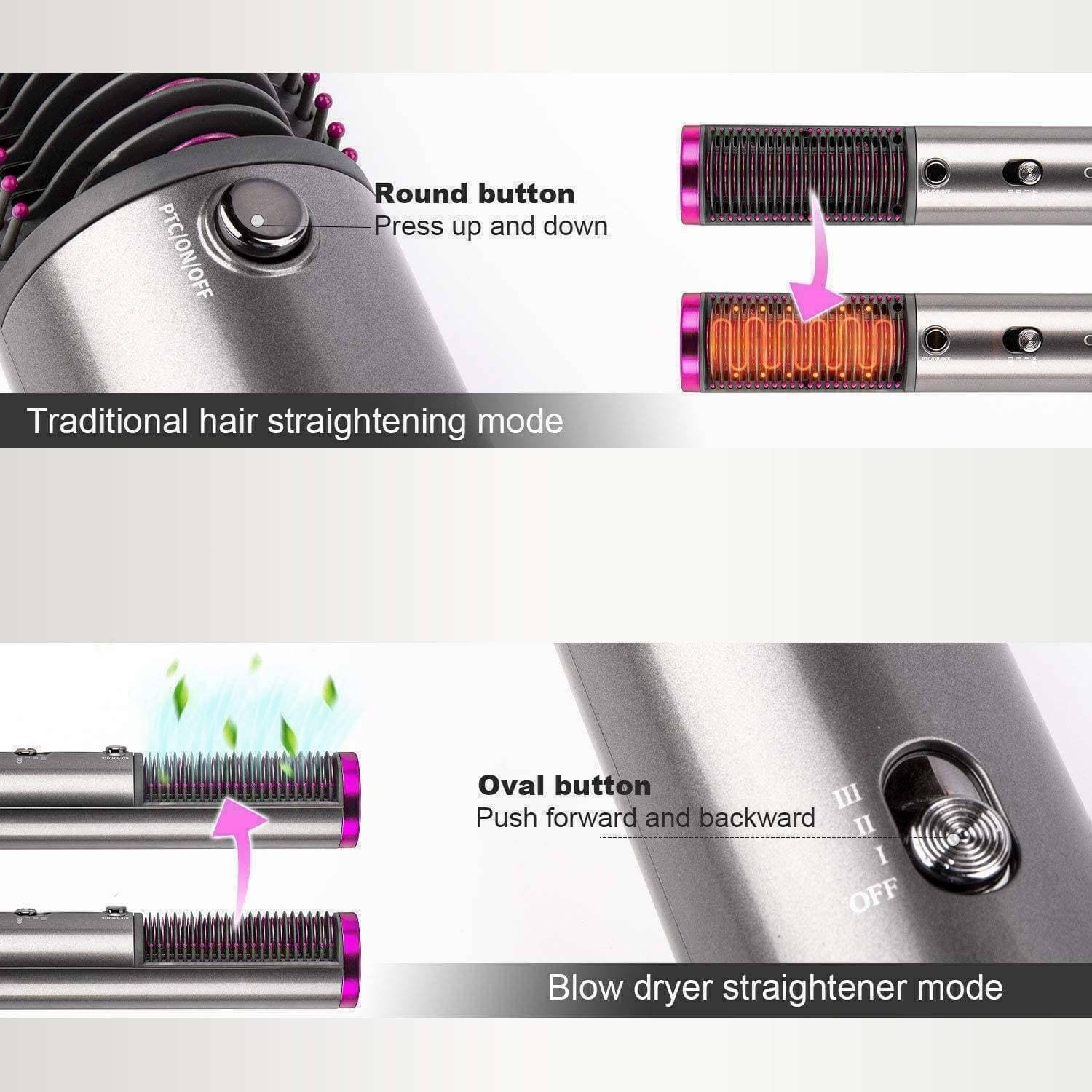 Piastra per Capelli Spazzola Lisciante 3in1 elettrica, volumizzante 3 velocità - 3