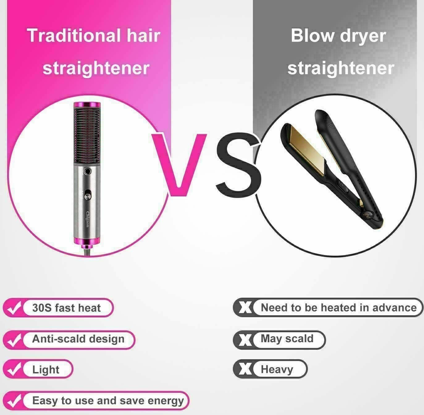 Piastra per Capelli Spazzola Lisciante 3in1 elettrica, volumizzante 3 velocità - 4