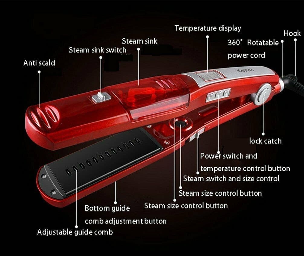 PIASTRA PER CAPELLI A VAPORE IONI IN CERAMICA PROFESSIONALE 200° FT-8100 - 5