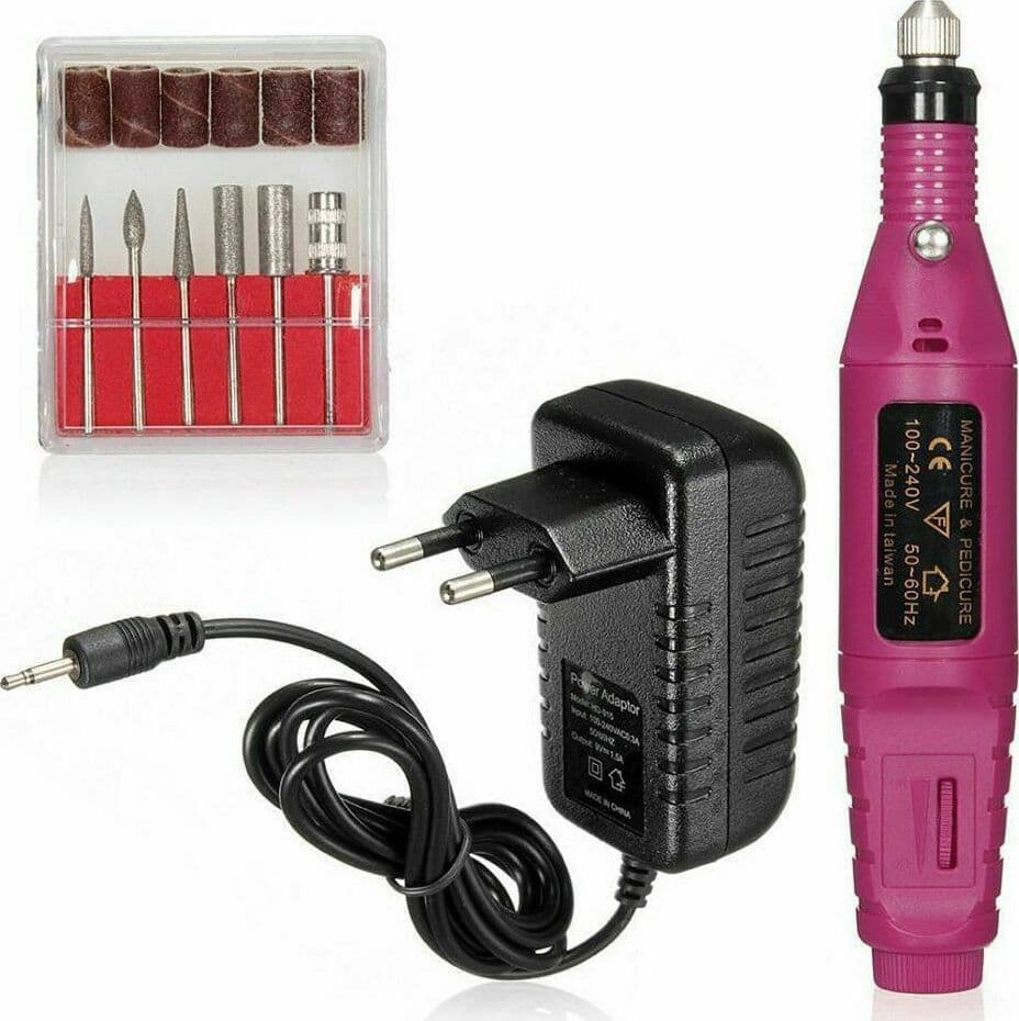 FRESA ELETTRICA PER MANICURE E PEDICURE TRAPANO UNGHIE NAIL ART CON 6 ACCESSORI - 4