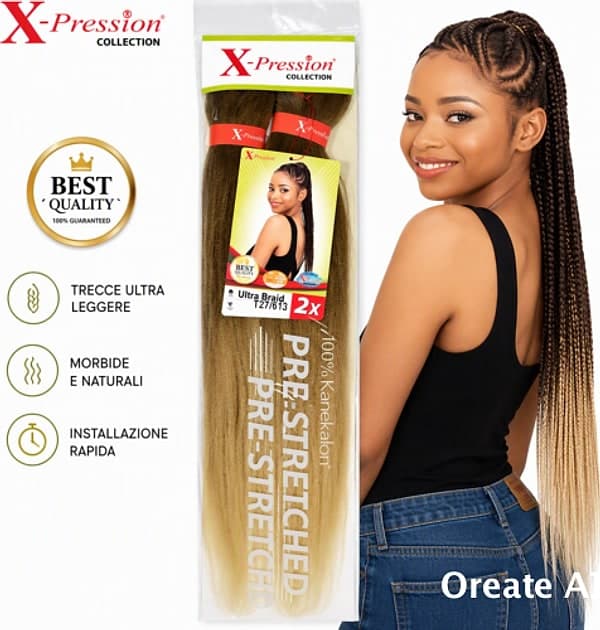 X-PRESSION NIGERIA EXTENSION PER CAPELLI - ALLUNGAMENTO ARTIFICIALE PER TRECCINE COLOUR # T27/613 . - 2