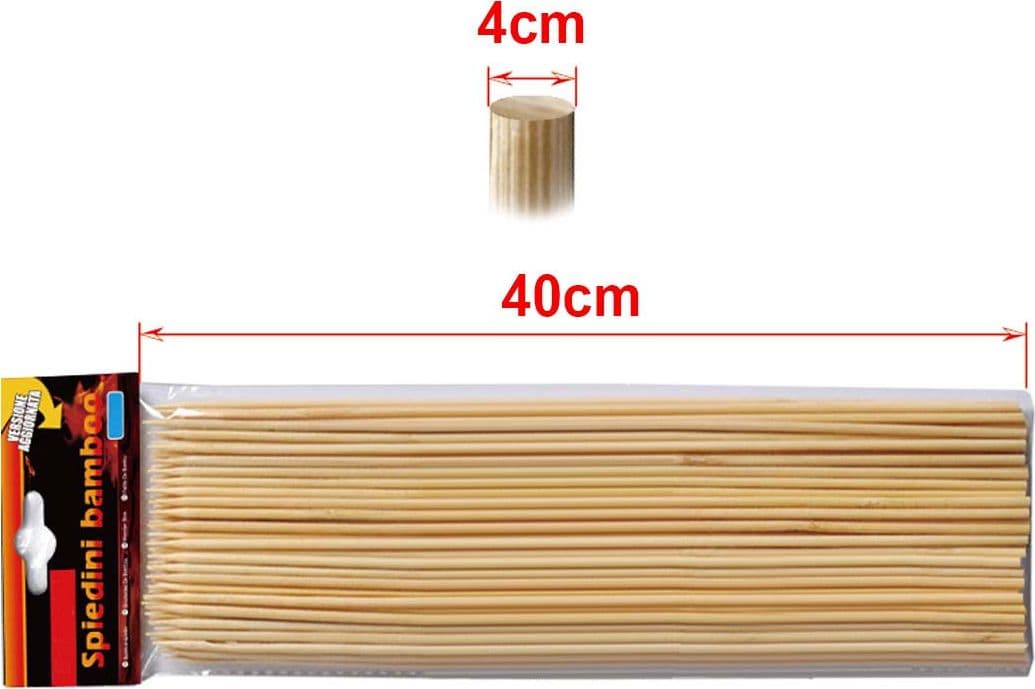 50 Spiedini Bamboo Diametro 4mm Lunga 40cm - 4