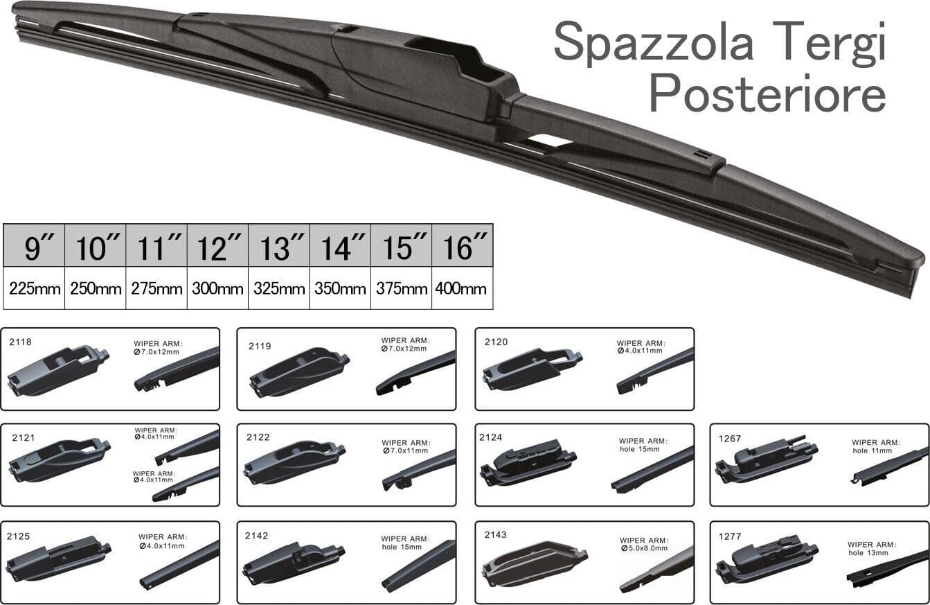 CARALL Spazzola Tergicristallo Posteriore Auto 11" 275mm 10 Attacchi Universale Multi Adattatori