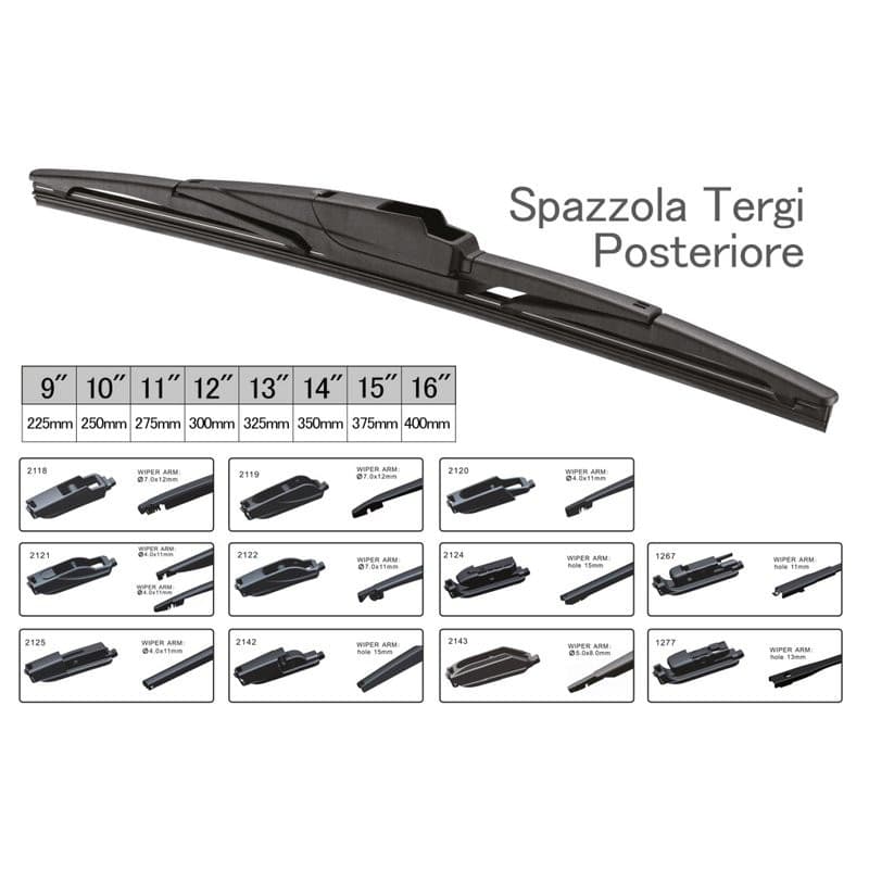 CARALL Spazzola Tergicristallo Posteriore Auto 10" 250mm 10 Attacchi Universale Multi Adattatori
