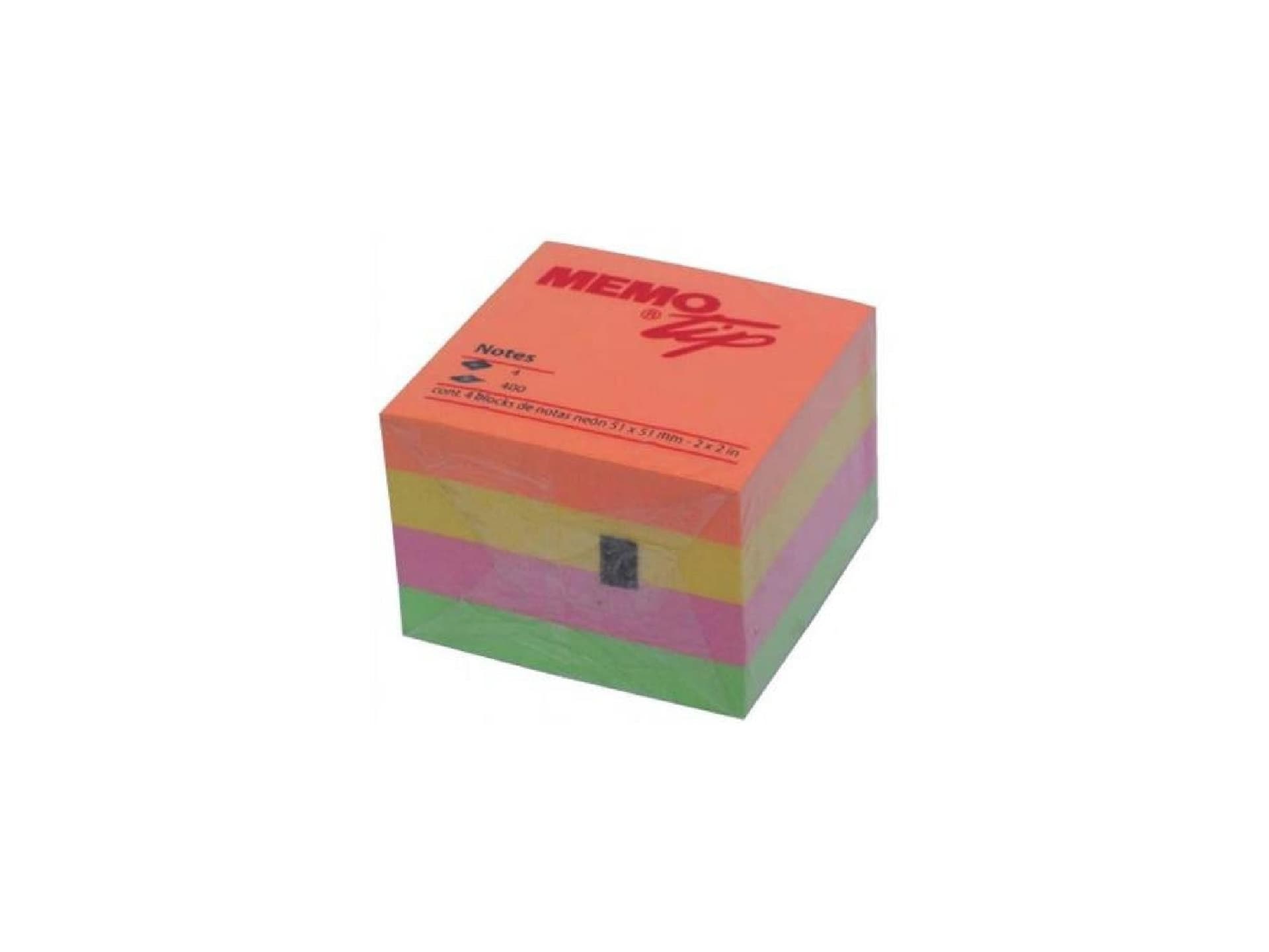 Memo stick cubo adesivo 51x51 400 fogli neon - 2