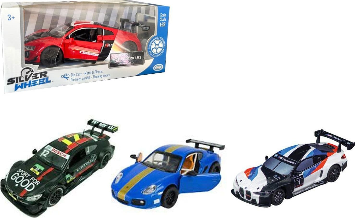 Auto Sportive Silver Wheel Retrocarica 1:24 - 2