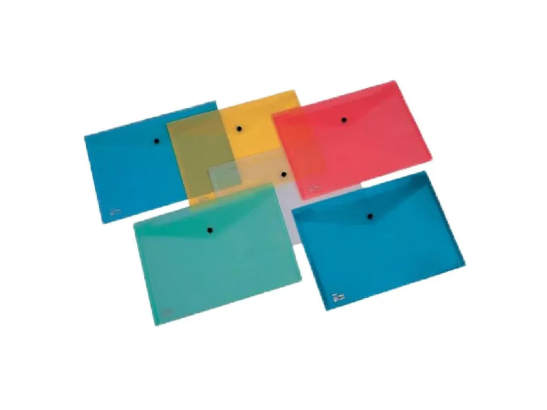 Busta con bottone A4 5 pezzi colori assortiti - 2