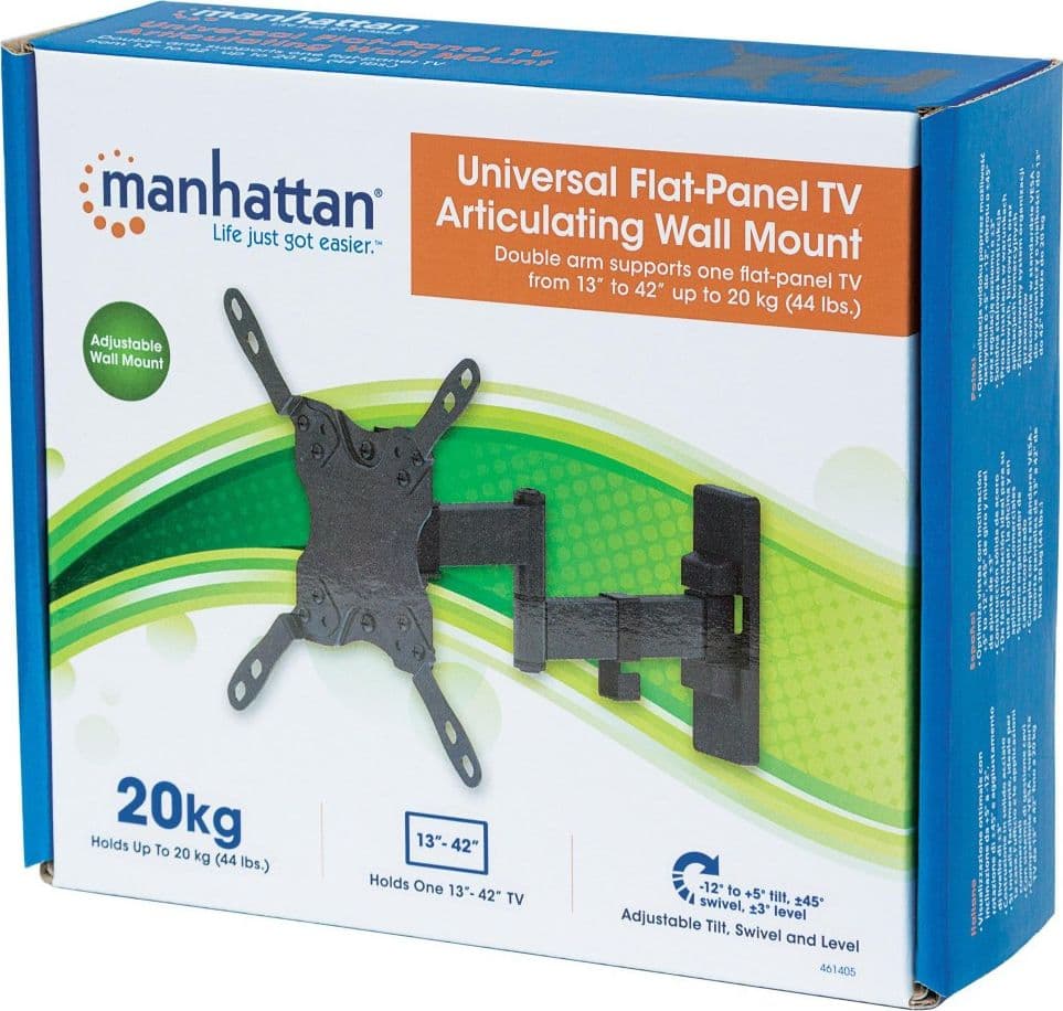 Manhattan Staffa a Muro Universale 3 Snodi per TV LED LCD 13-42" Nero - 2