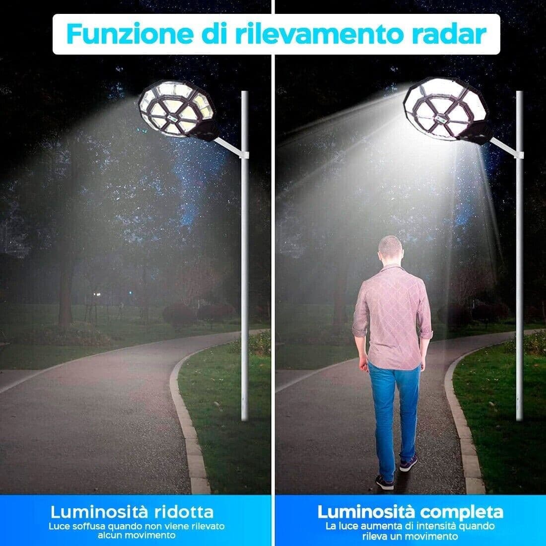 Lampione SOLARE 500W Faro LED Sensore crepuscolare Luce Fredda IP66 Telecomando - 5