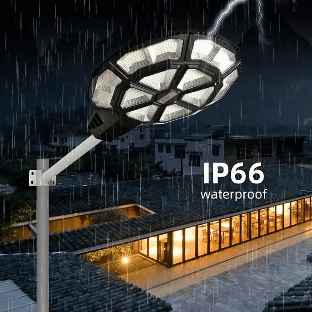 Lampione SOLARE 500W Faro LED Sensore crepuscolare Luce Fredda IP66 Telecomando - 6