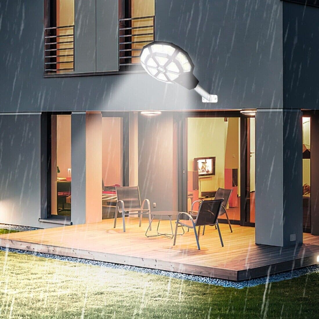 Lampione SOLARE 500W Faro LED Sensore crepuscolare Luce Fredda IP66 Telecomando - 8