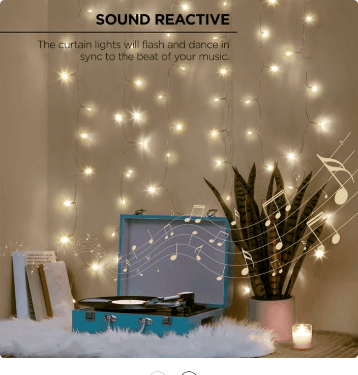 Luci di natale tende a cascata 200led con sincronizzazione musicale a batteria con telecomando luce caldo o rgb - 2