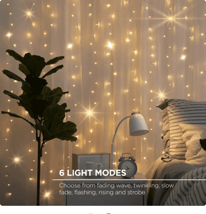 Luci di natale tende a cascata 200led con sincronizzazione musicale a batteria con telecomando luce caldo o rgb - 5