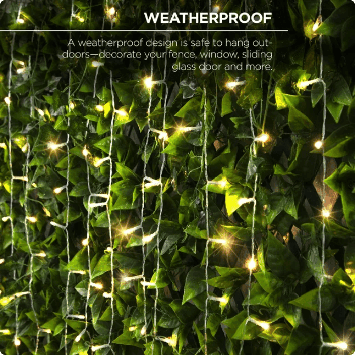 Luci di natale tende a cascata 200led con sincronizzazione musicale a batteria con telecomando luce caldo o rgb - 6