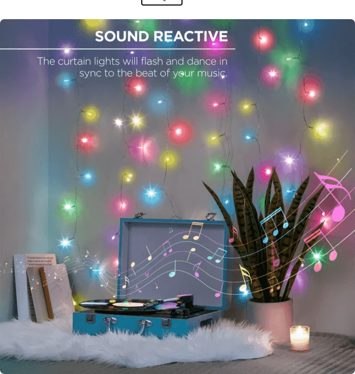 Luci di natale tende a cascata 200led con sincronizzazione musicale a batteria con telecomando luce caldo o rgb - 9