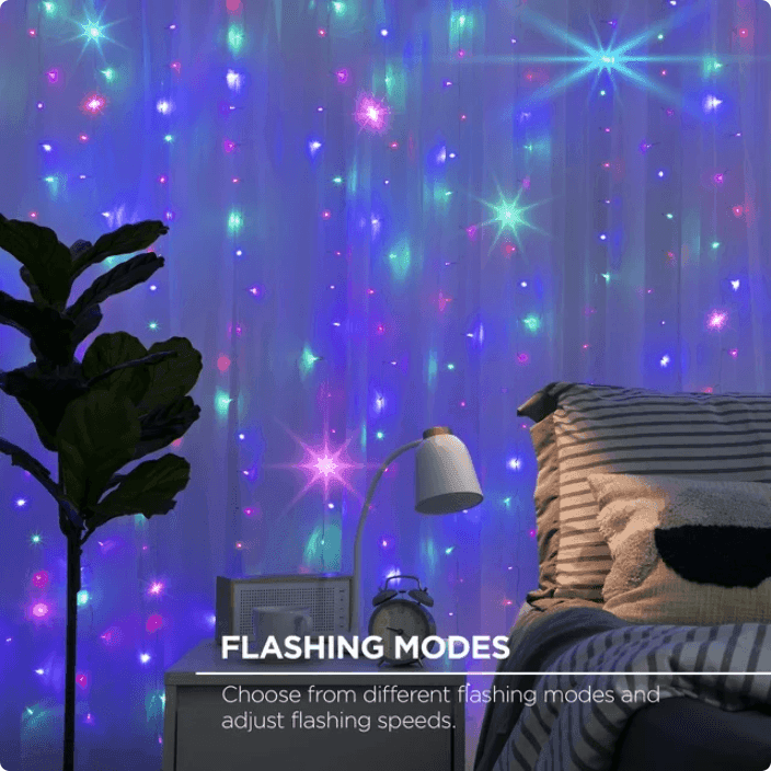 Luci di natale tende a cascata 200led con sincronizzazione musicale a batteria con telecomando luce caldo o rgb - 10