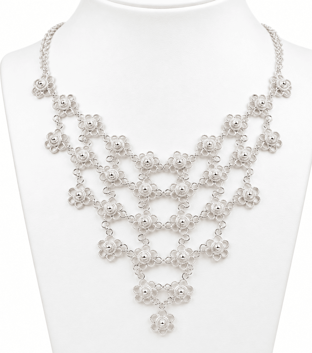 Collana Donna Argento Rodiato Filigrana Sarda Nido d'Ape