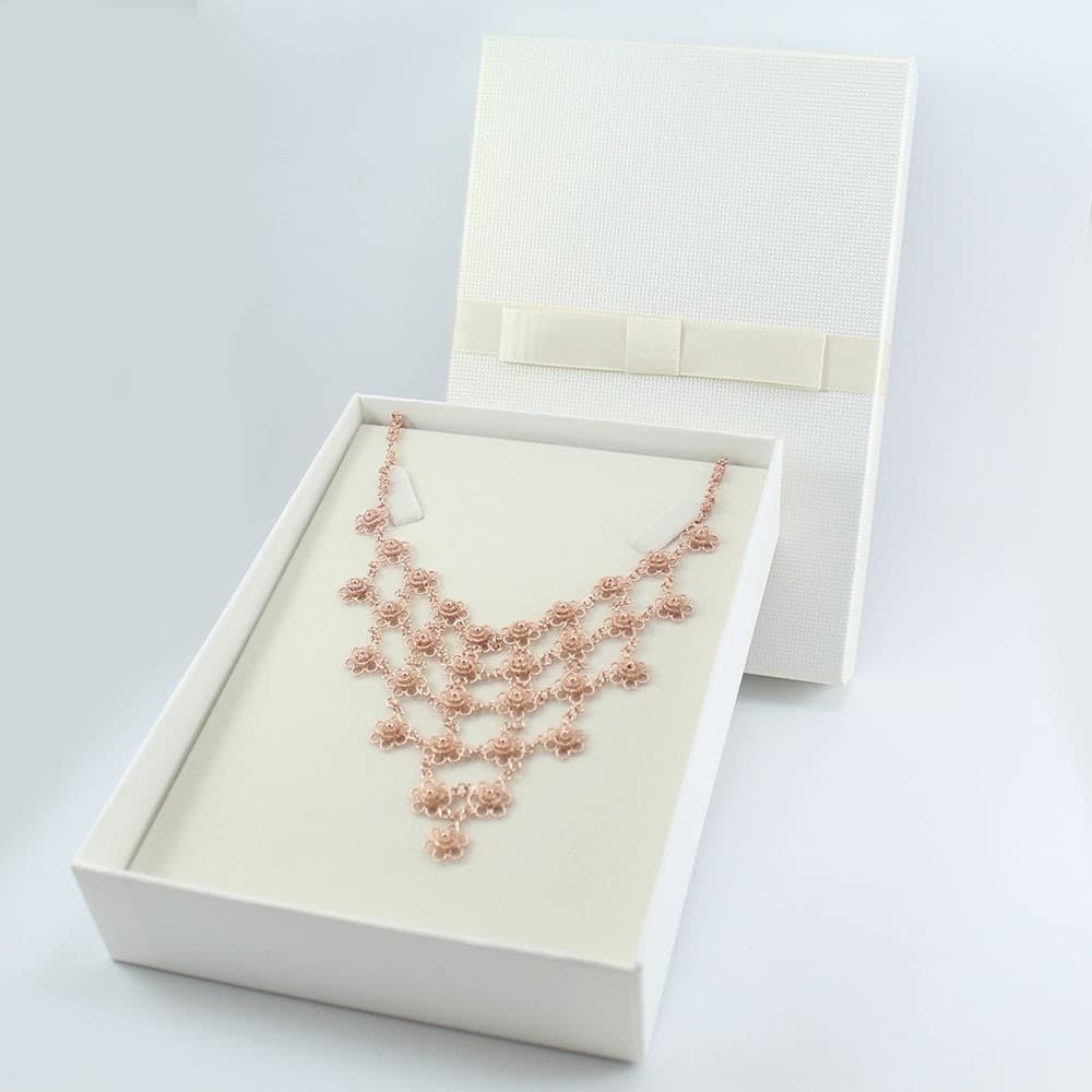 Collana Filigrana Sarda Argento Oro Rosa Nido d'Ape - 7