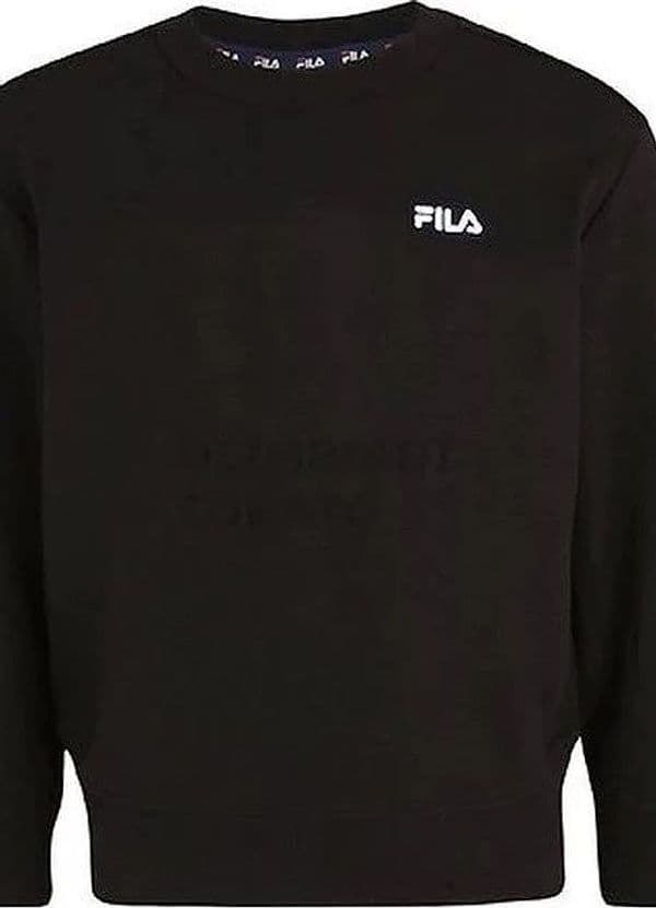 Fila-Felpa-Uomo-Senza-Cappuccio-Girocollo-Logo-Piccolo-Felpa-Nera