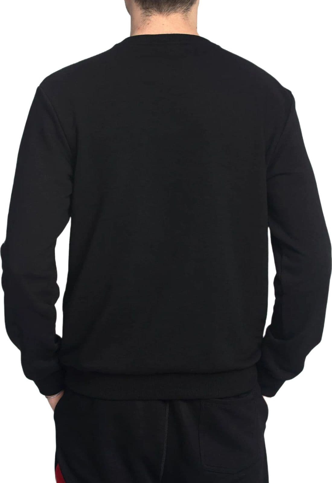 Fila-Felpa-Uomo-Senza-Cappuccio-Girocollo-Logo-Piccolo-Felpa-Nera