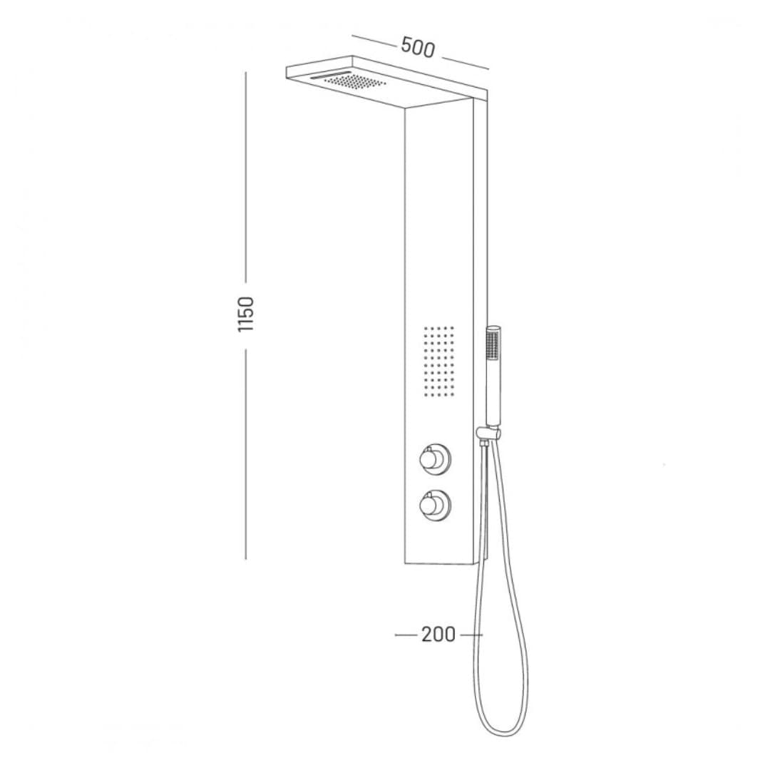 Colonna Doccia Attrezzata Fresh in Acciaio Inox Con Cascata  Bagno H115xL20xP50 - 8