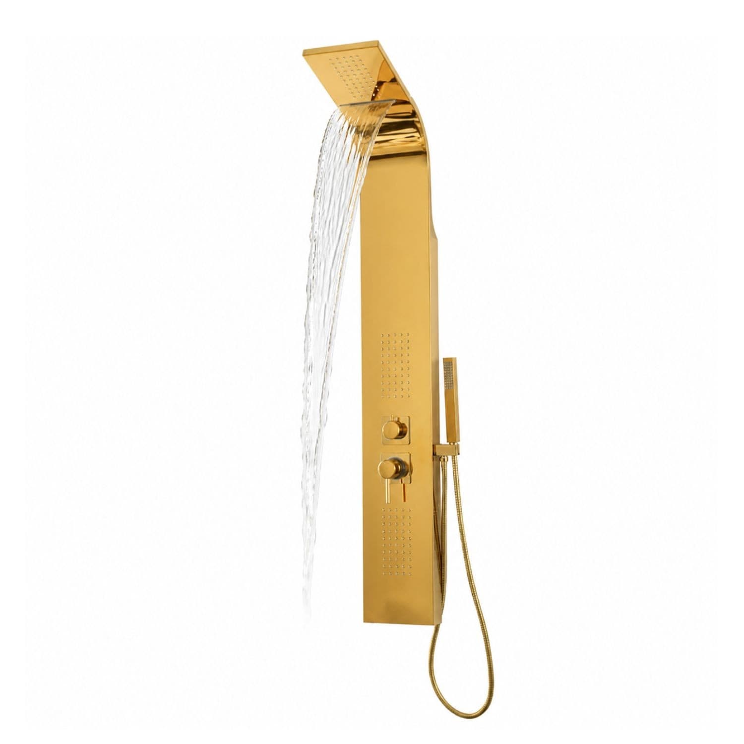 Colonna Doccia Attrezzata Flower Oro in Acciaio Gold Con Cascata H150xL20xP44 - 3