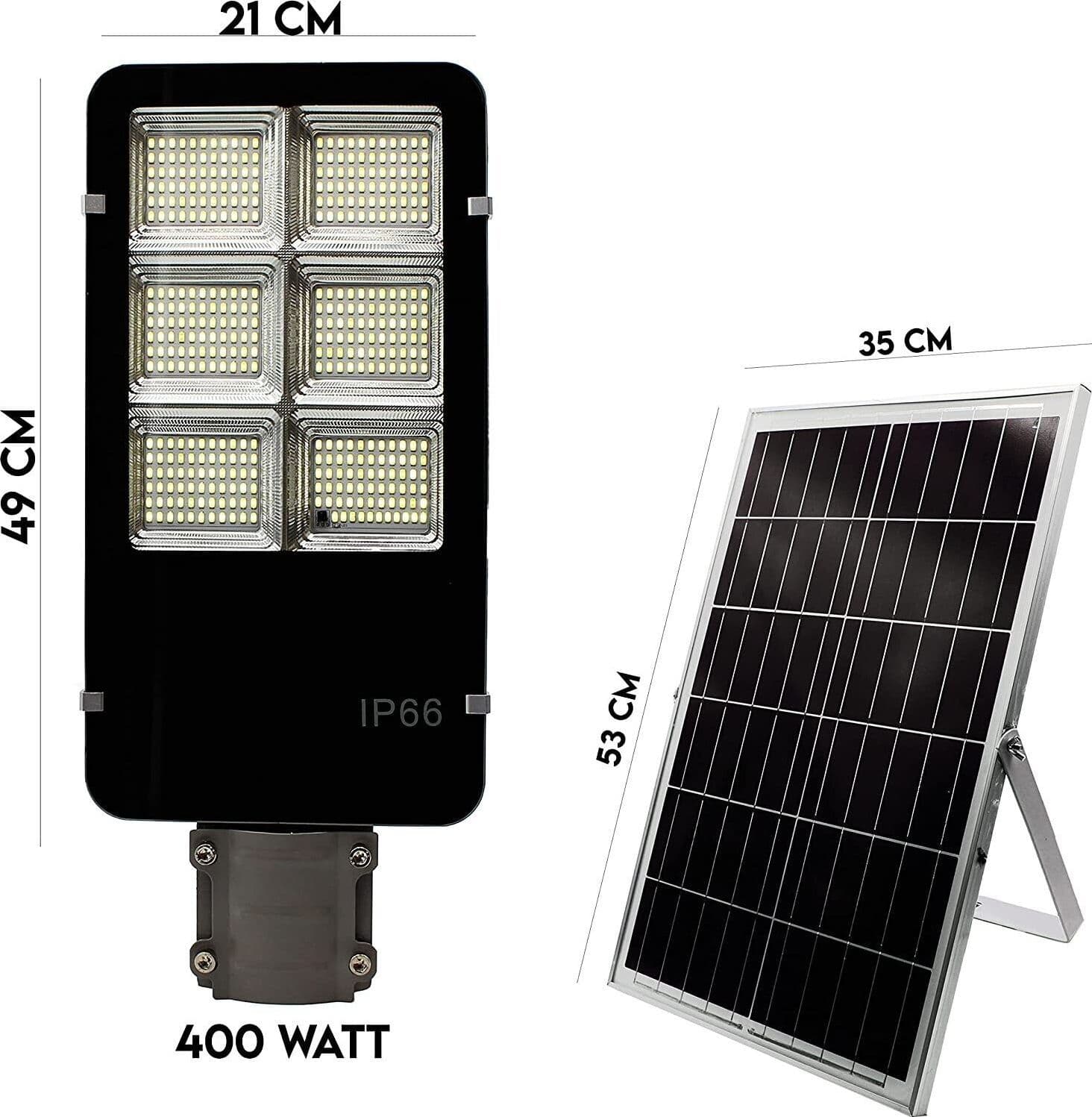 LAMPIONE STRADALE LED PANNELLO SOLARE STAFFA E TELECOMANDO 100W 200W 300W 400W 500W 600W CREPUSCOLARE IP66 - 18