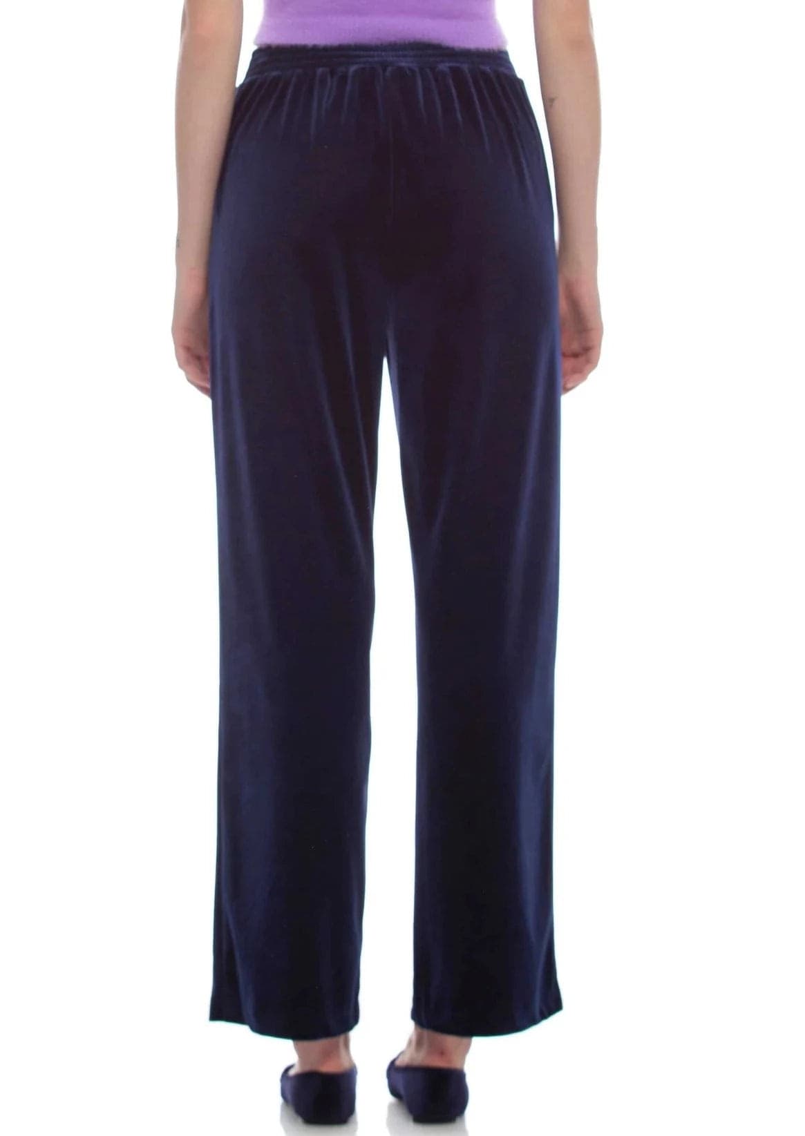 Kokka-Pantalone-Donna-Blu-Velluto-Pantaloni-Comodi-Dritti-In-Velour-Pantalone-Fashion-Nulerr