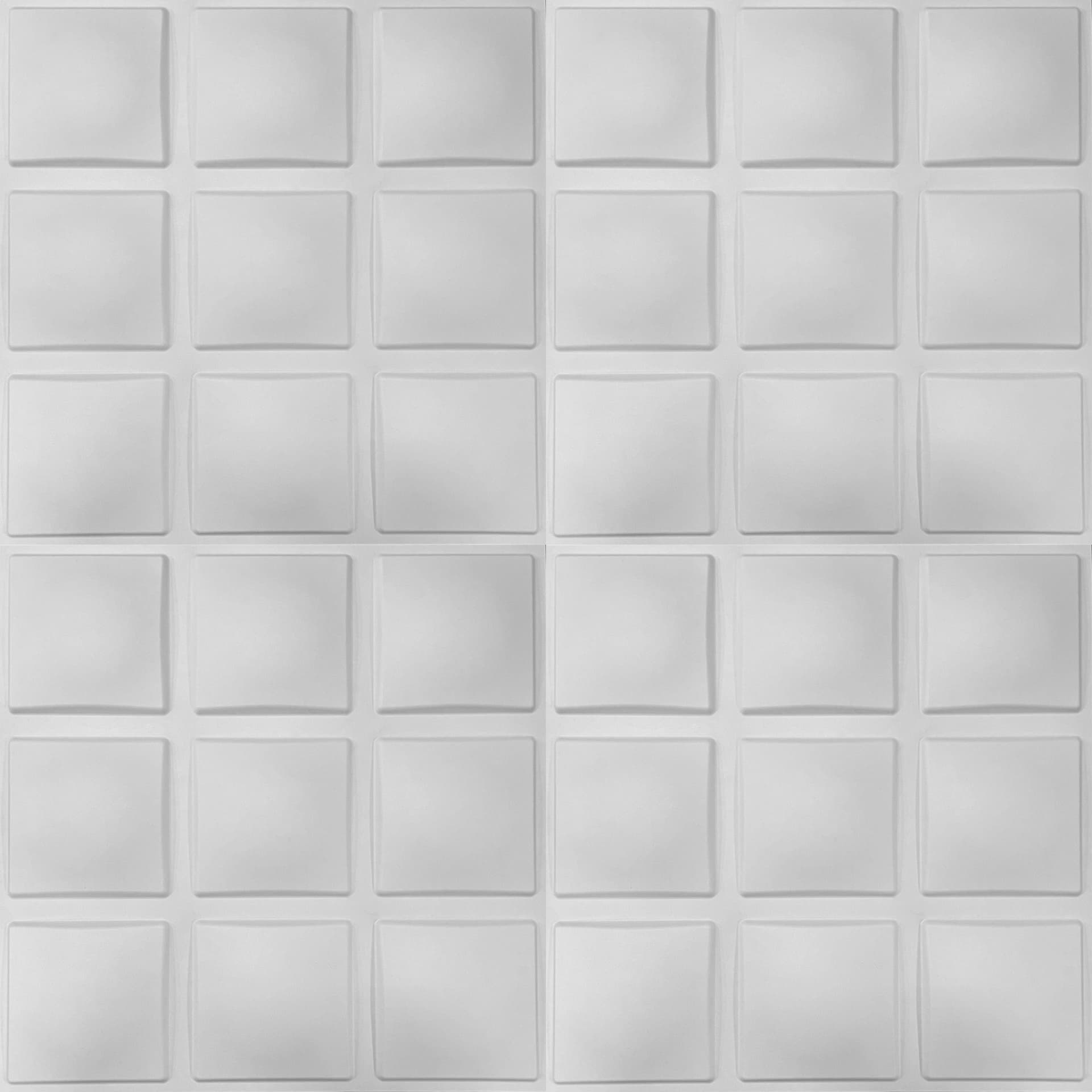 €1,99 Pannello in fibra naturale a parete 3D, rivestimento di lusso 3D 50X50cm BIANCO verniciabile QUADRATI Eternal Parquet