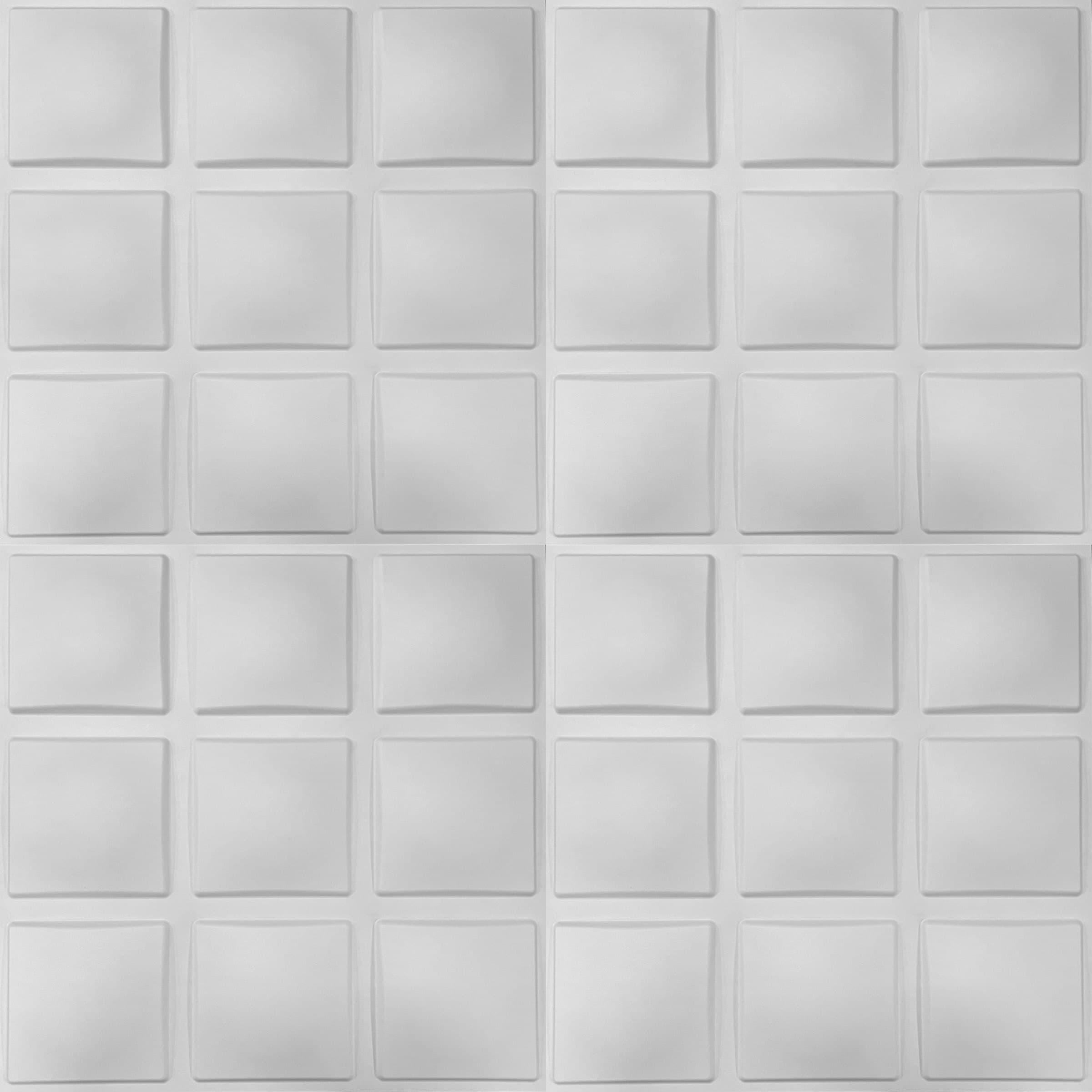 €1,99 Pannello in fibra naturale a parete 3D, rivestimento di lusso 3D 50X50cm BIANCO verniciabile QUADRATI Eternal Parquet