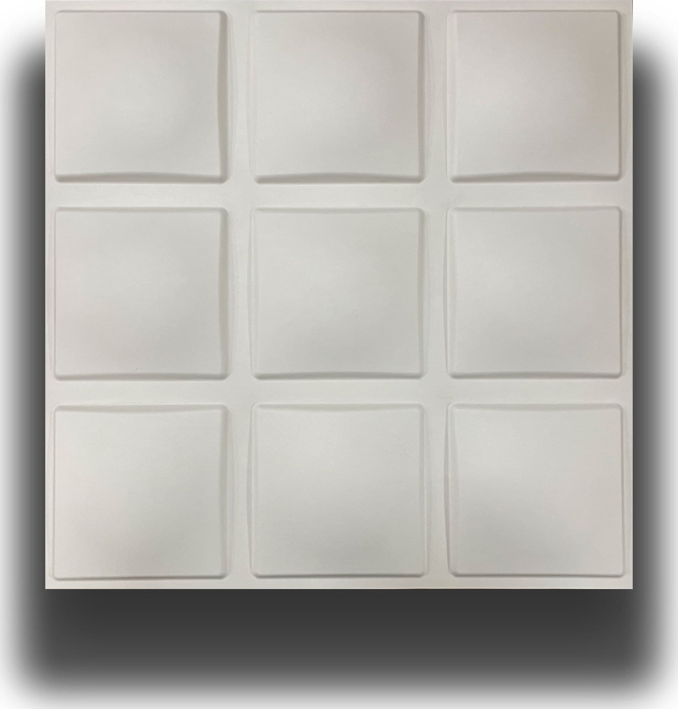 €1,99 Pannello in fibra naturale a parete 3D, rivestimento di lusso 3D 50X50cm BIANCO verniciabile QUADRATI Eternal Parquet