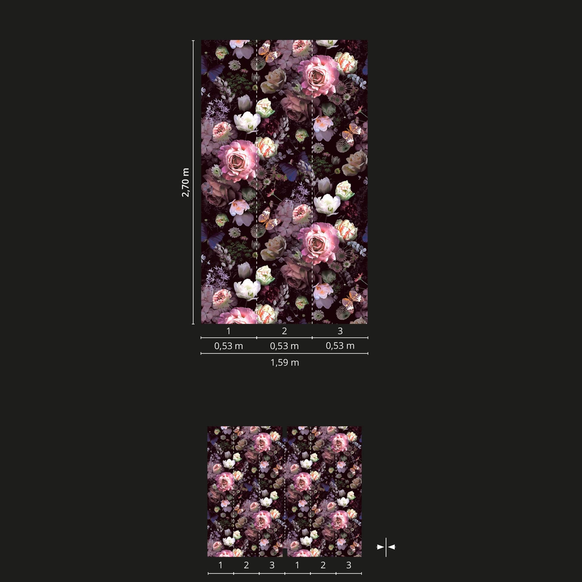 Pannello 159x270cm di Carta da Parati TNT a modulo raccordabile continuativo Voyager ROSE - Eternal Parquet