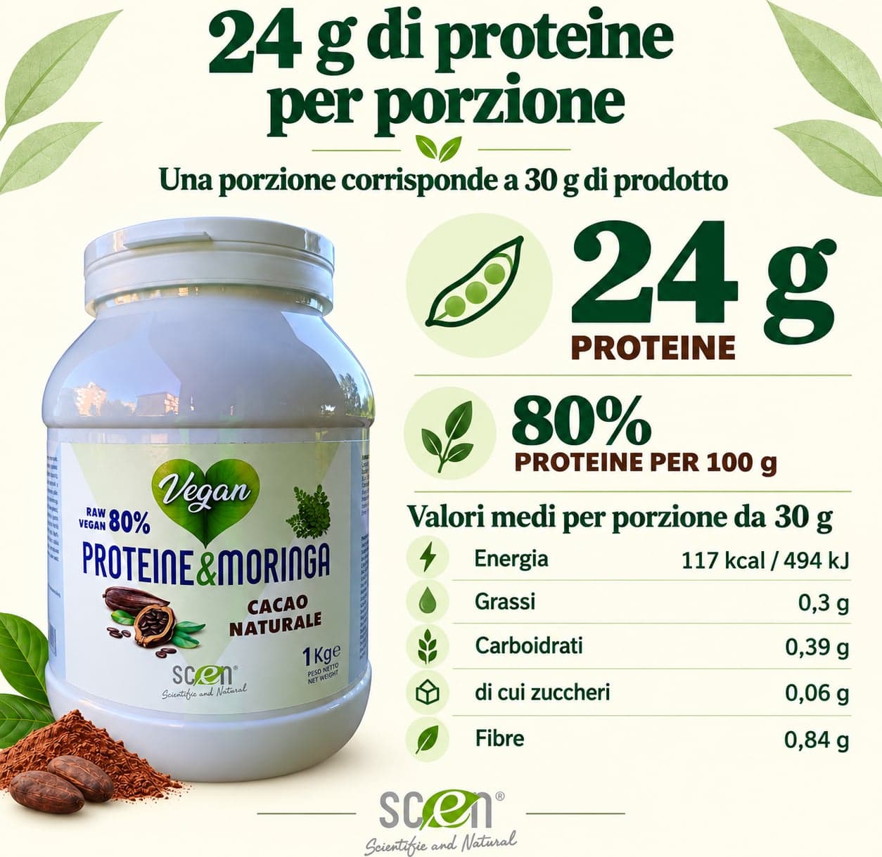 Proteine & Moringa - Raw Vegan 80% - Cacao - 8