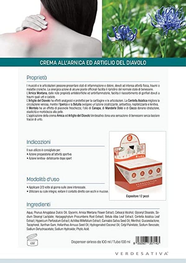 Crema all'ARNICA ed Artiglio del Diavolo (Iperico e Centella Asiatica) - Verdesativa - Bio e Vegan - Cruelty free - Nickel Tested - 3