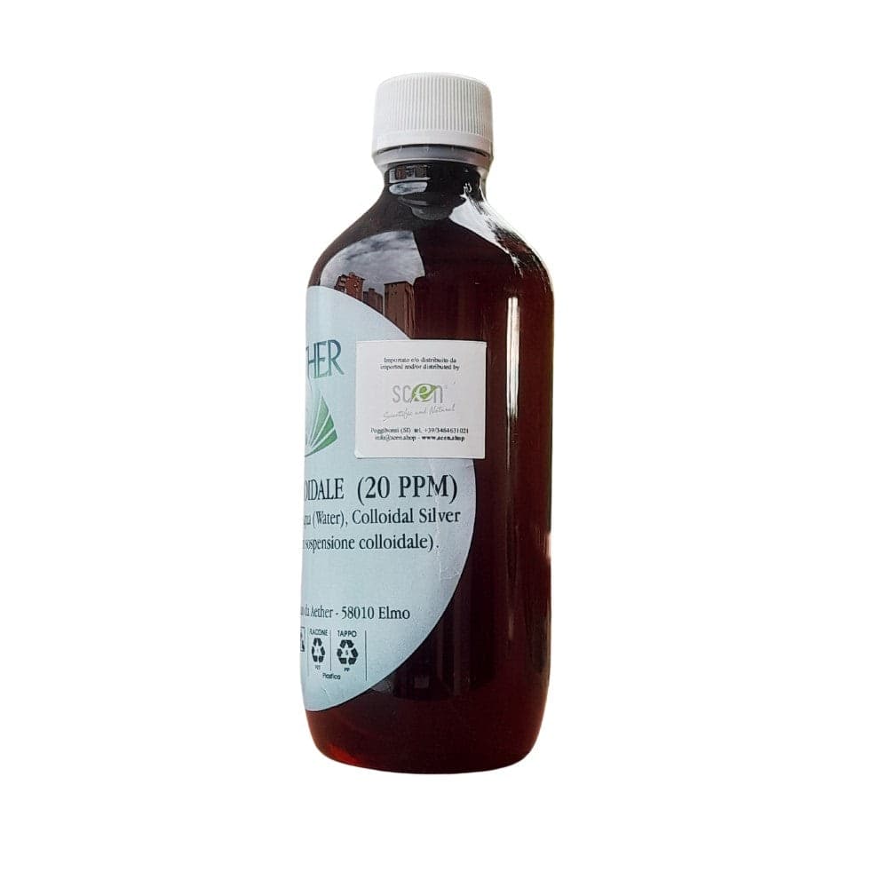 Scen Argento colloidale 20 ppm - 0,65 nanometri, 250 ml. con contagocce, prodotto in Italia da Aether. - 2