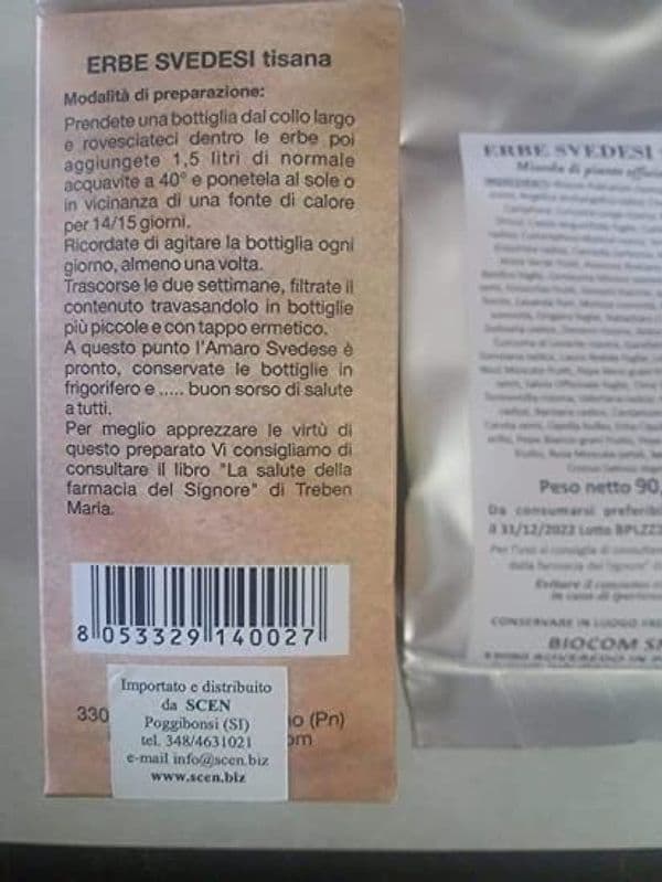 ERBE OFFICINALI PREPARATO PER AMARO SVEDESE 90,02 GRnell’assoluto rispetto della ricetta originale di Maria TrebeN - 2