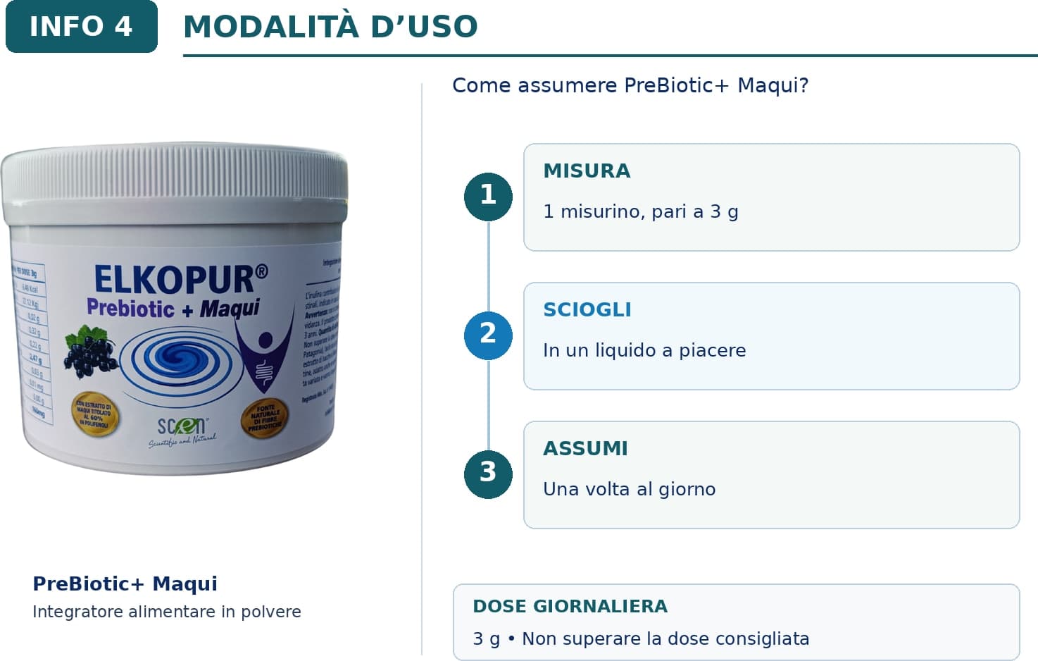 Elkopur PreBiotic + Maqui - integratore alimentare di Inulina polvere da cicoria con Maqui estratto, 220 grammi - 8