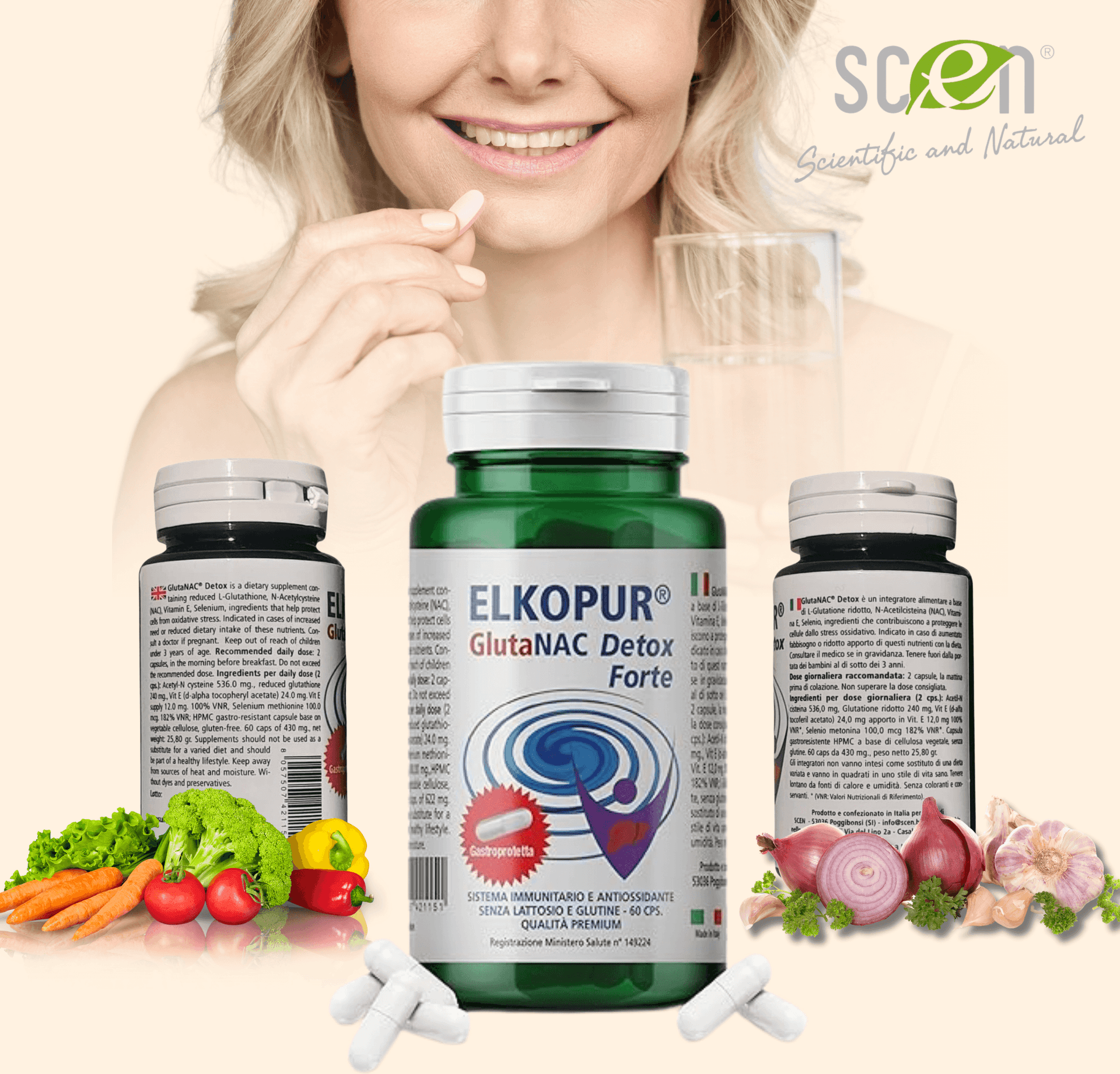 Elkopur® GlutaNAC Detox Forte - Integratore alimentare di L-Glutatione ridotto, N-Acetilcisteina (NAC), Vitamina E, Selenio, L-Glicina in Capsule gastroresistenti vegetali, prodotto in Italia - 12