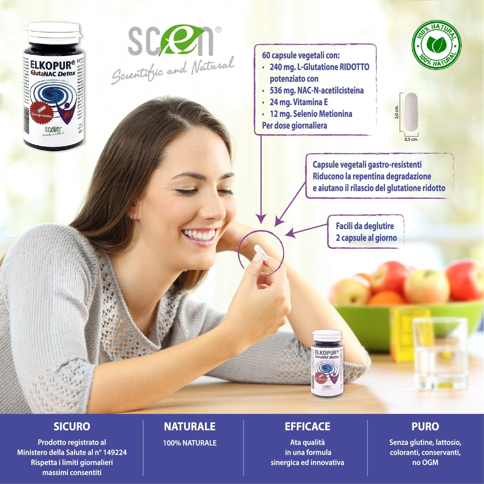 Elkopur® GlutaNAC Detox Forte - Integratore alimentare di L-Glutatione ridotto, N-Acetilcisteina (NAC), Vitamina E, Selenio, L-Glicina in Capsule gastroresistenti vegetali, prodotto in Italia - 14