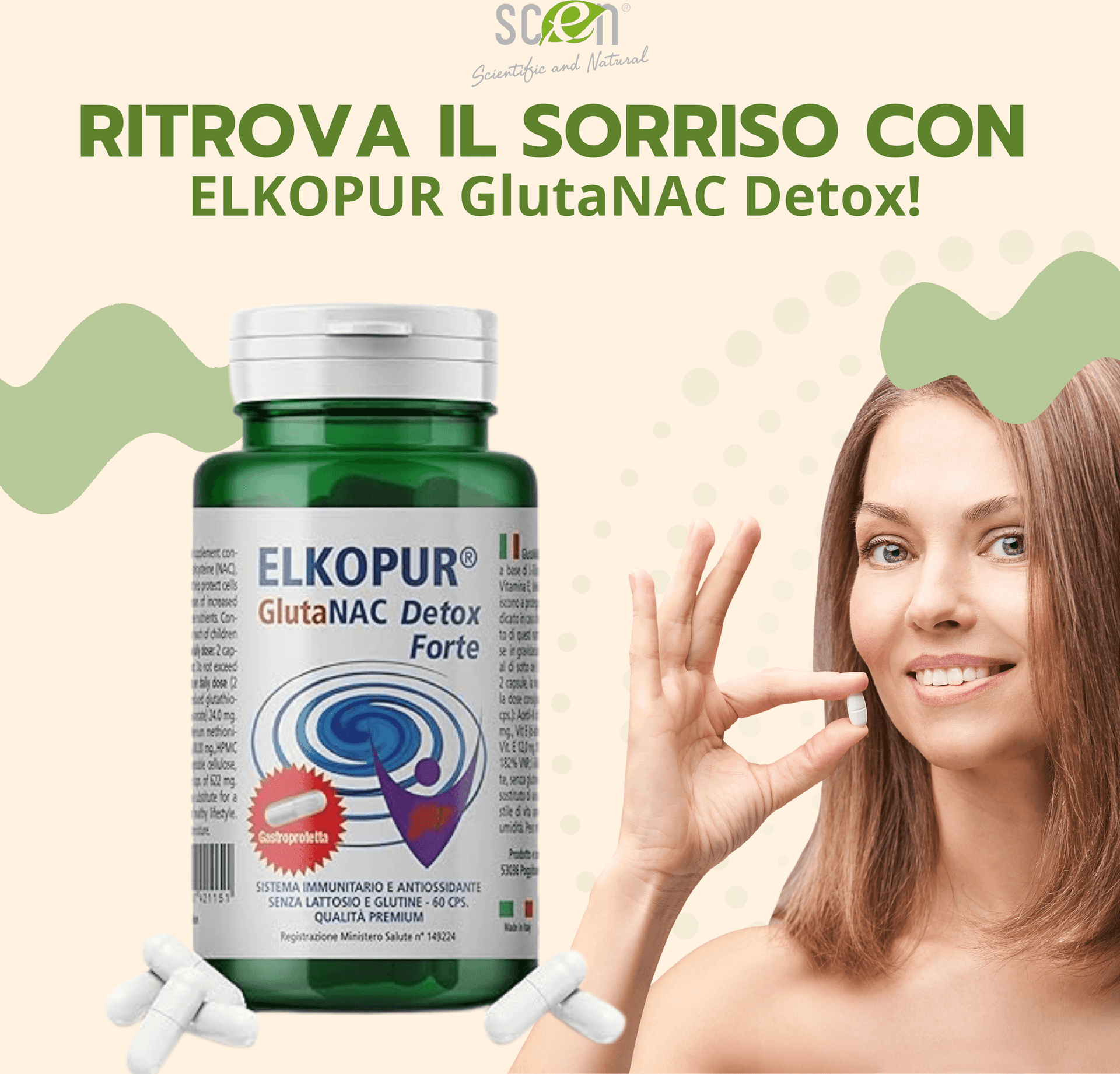 Elkopur® GlutaNAC Detox Forte - Integratore alimentare di L-Glutatione ridotto, N-Acetilcisteina (NAC), Vitamina E, Selenio, L-Glicina in Capsule gastroresistenti vegetali, prodotto in Italia - 5